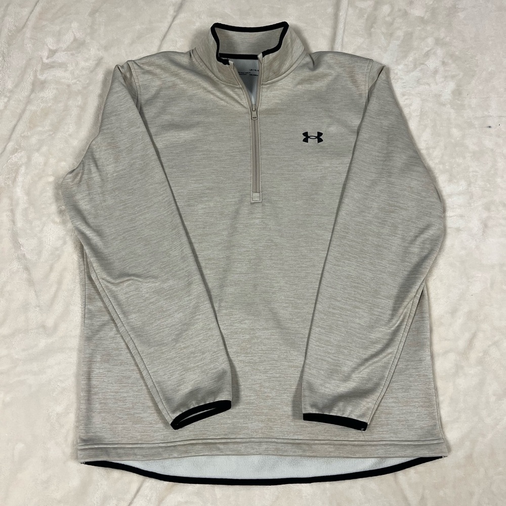Under Armour Coldgear loose Beige/Cream Quarter-Zip fleece long-sleeve Pullover